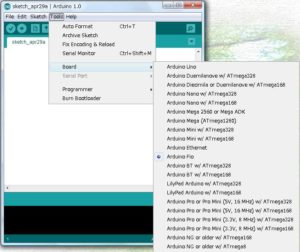 Board を Ardiuno Fioに